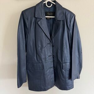 Terry Lewis Classic Luxuries Blue Leather Blazer